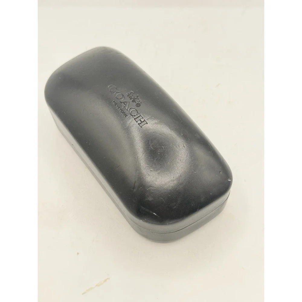 COACH EYEWEAR Large Black Faux Leather Hard Clamshell Wrap-Around Sunglass Case
